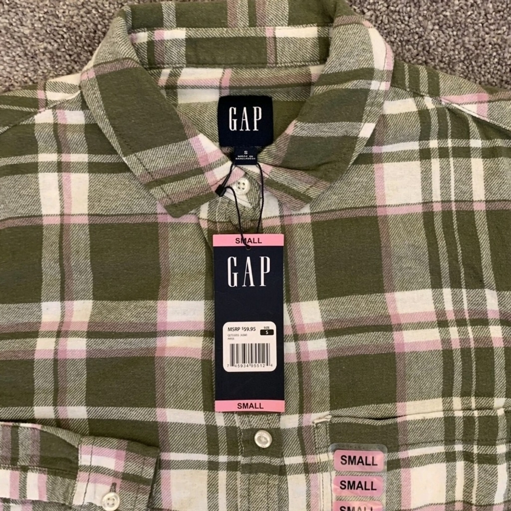 Gap Boyfriend Flannel Piper Button Up relaxed fit Shirt Top Size S Small - Picture 2 of 11